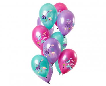 Dino Girls Latex Balloons (12pcs)