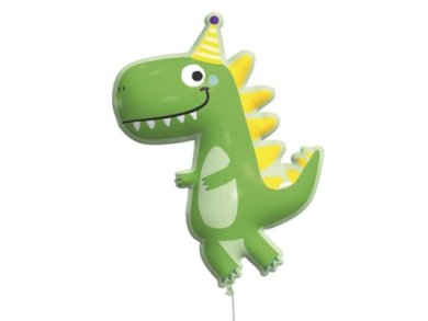 Green Dinosaurs with Party Hat Supershape Balloon (95cm)