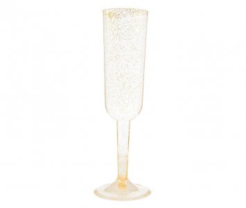 Clear with Gold Glitter Champagne Flutes (4pcs)