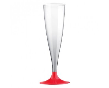 Clear and Red Flute Plastic Glasses (10pcs)