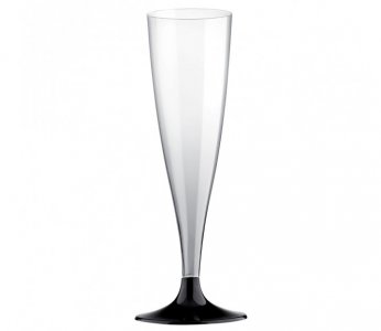 Clear and Black Champagne Flute Glasses (6pcs)