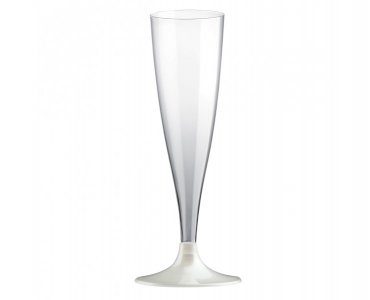Clear and White Pearl Flute Plastic Glasses (10pcs)