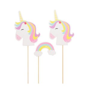 Decorative Picks Pastel Unicorn and Rainbow (6pcs)