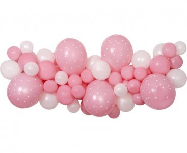 Baby Pink με Πουά DIY Γιρλάντα με Μπαλόνια