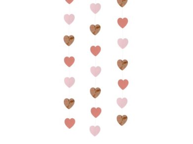 Decorative String with Pink and Rose Gold Hearts (450cm)