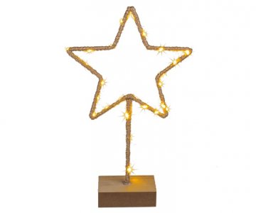 Decorative Metal Star with Jute Decoration and LED Lights (35cm)