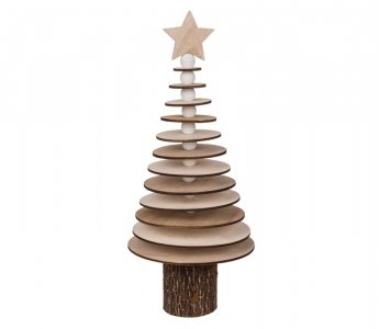 Decorative Wooden Christmas Tree with Star on The Top (32cm)