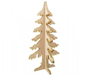 Decorative Wooden Tree with Gold Glitter Details (40,5cm x 20,5cm)