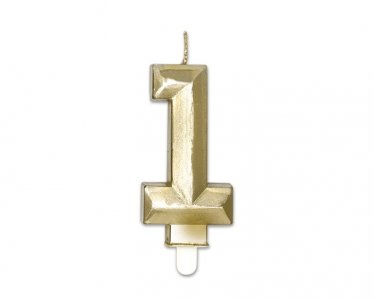 Diamante Number 1 Gold Cake Candle (9cm)