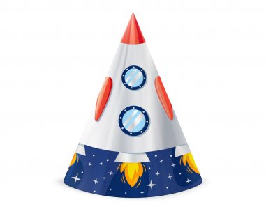Space with Silver Foiled Details Party Hats (6pcs)
