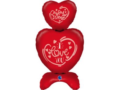 Διπλή Κόκκινη Καρδιά I Love You Supershape Μπαλόνι Δαπέδου (97εκ)