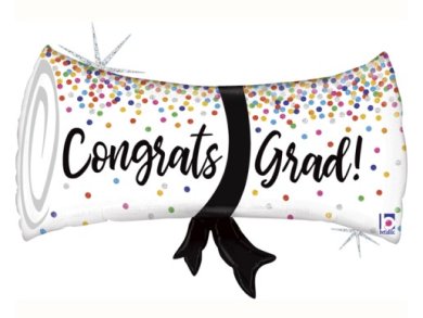 Congrats Grad Diploma Supershape Balloon with Confettis (79cm)