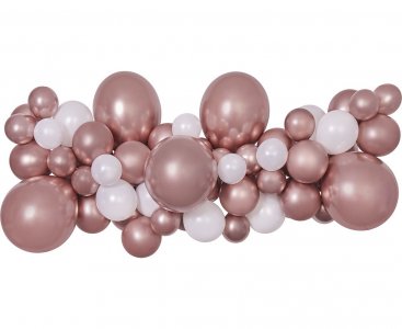 DIY Γιρλάντα με Λάτεξ Μπαλόνια σε Ροζ Χρυσό και Λευκό (3μ)