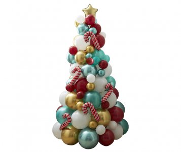 DIY Χριστουγεννιάτικο Δέντρο με Γλυφιτζούρια Σύνθεση με Μπαλόνια (180εκ)