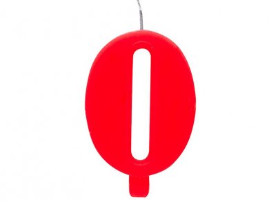 0 Number Zero Red Cake Candle 7,5cm