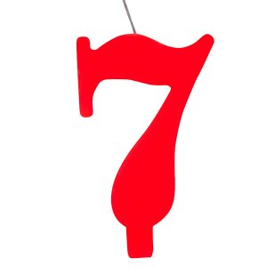 7 Number Seven Red Cake Candle