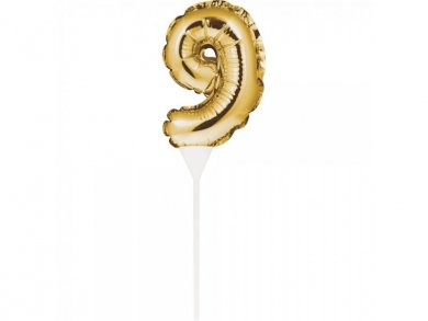 Cake Topper Gold Mini Foil Balloon 9