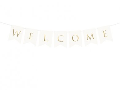 White Gold Foiled Welcome Bunting