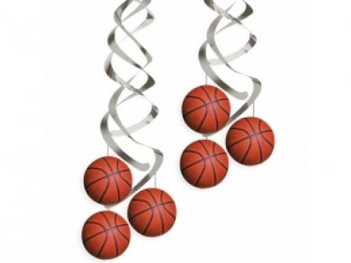 Basket Ball Hanging Swirl Decoration 2pcs