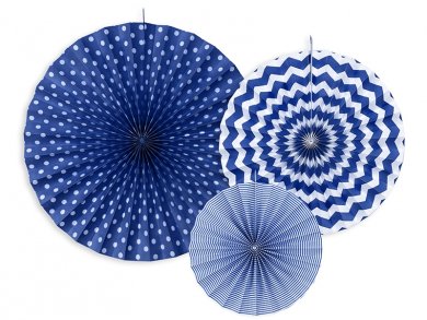 Blue fan decoration (3pcs)