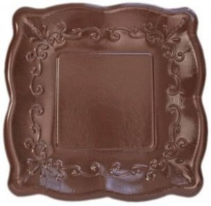 Elise Brown with Embossed Design Large Paper Plates (8pcs)