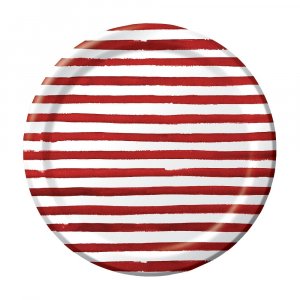 Elise Red Stripes Large Paper Plates 8/pcs