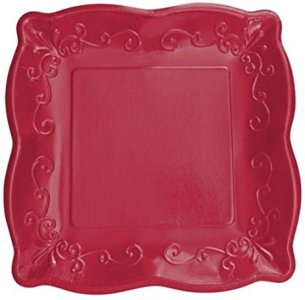 Elise Dark Red with Embossed Design Large Paper Plates 8/pcs