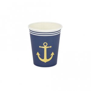 Gold Navy Paper Cups 8/pcs