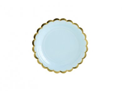 Γαλάζια Μικρά Χάρτινα Πιάτα Με Χρυσή Μπορντούρα (6τμχ)