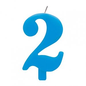 Αριθμός 2 (Δύο) Γαλάζιο Κεράκι για Τούρτα
