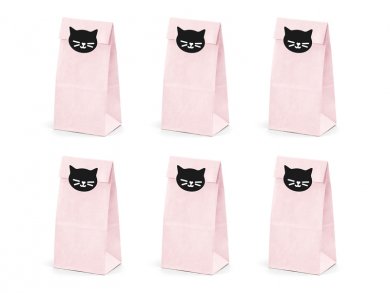 Meow Cats Pink Paper Treat Bags with Stickers 6/pcs