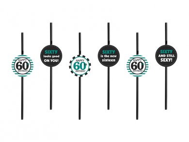 Plastic Straws for the 60th Birthday (6pcs)