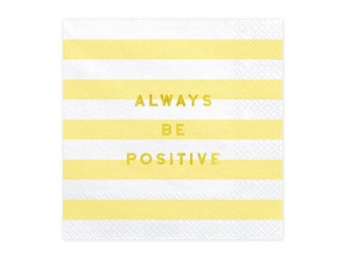 Yellow Stripes Luncheon Napkins with Gold Foiled Always Be Positive 20/pcs