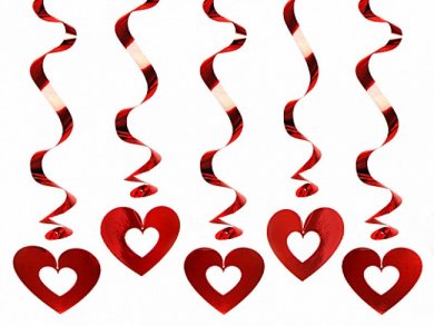 Red Hearts Swirl Decoration (5pcs)