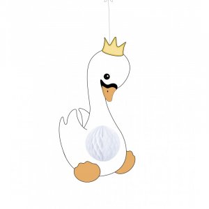 Swan with Crown Honeycomb Hanging Decoration