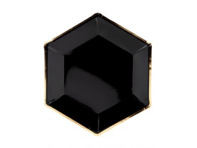 Black Paper Plates with Gold Details 6/pcs