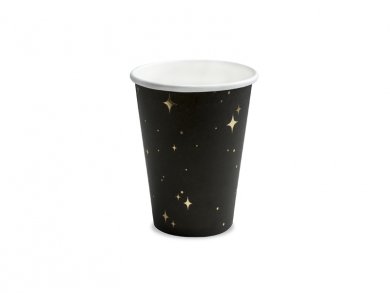 Black Paper Cups with Gold Stars 6/pcs