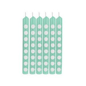 Mint Green Cake Candles with Dots 12/pcs