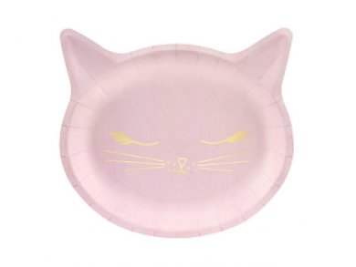 Meow Γατούλες Ροζ Χάρτινα Πιάτα Με Σχήμα 6τμχ