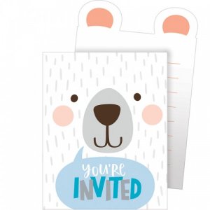 Blue Bear Party Invitations (8pcs)