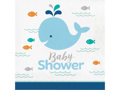 Μπλε Φάλαινα Χαρτοπετσέτες για Baby Shower (16τμχ)