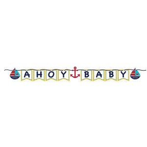Navy theme Ahoy Baby garland