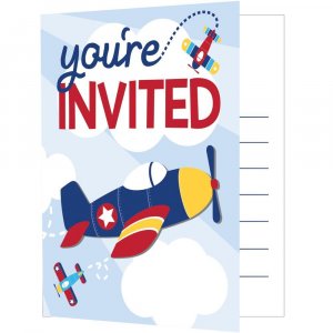 Multicolor Airplane Party Invitations (8pcs)
