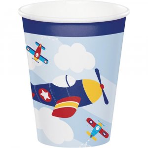 Multicolor Airplane Paper Cups (8pcs)
