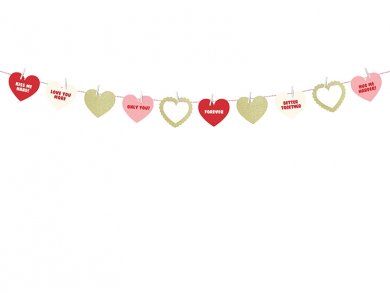 Sweet Love Garland with Hearts Gliiter and Messages