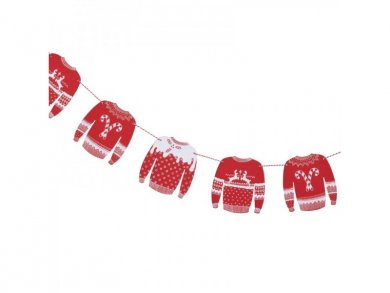 Christmas Red and White Jumper Wooden Bunting (1,2m)