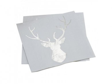 Silver Foiled Reindeer Grey Luncheon Napkins (20pcs)