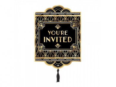 Gold and Black Deluxe Party Invitations (8pcs)
