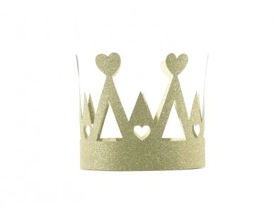 Gold Glitter Crown with Hearts