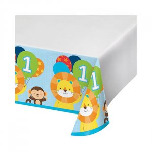 Jungle Animals Plastic Tablecover for First Birthday (137cm x 259cm)